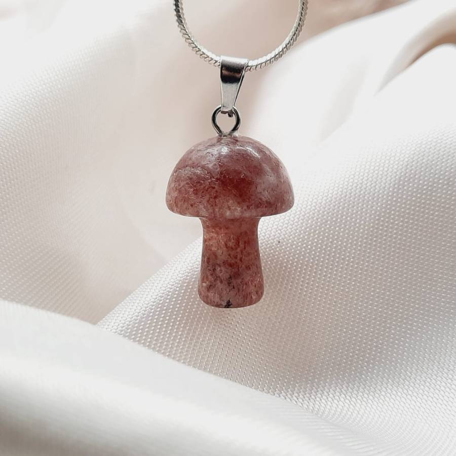 Magic Mushroom Strawberry Aventurine Crystal Pendant
