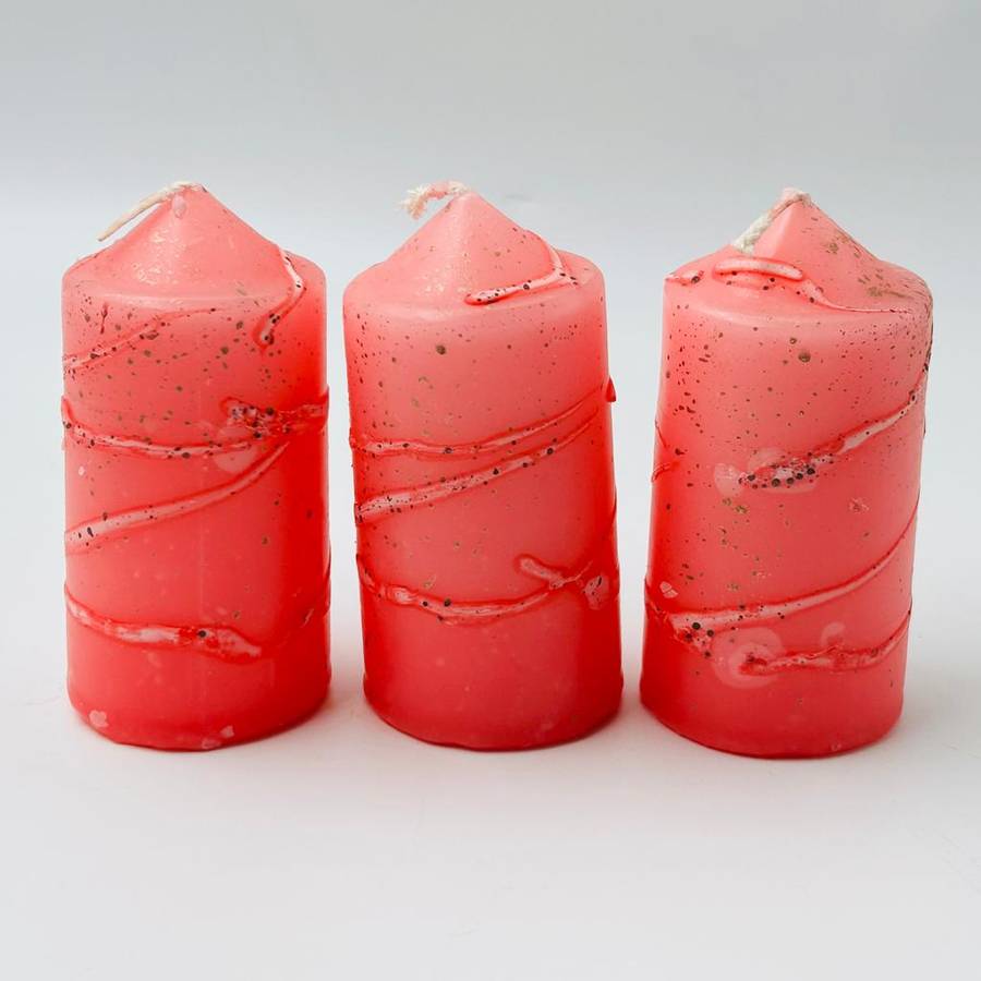 Pink Speckled Pillar Candles