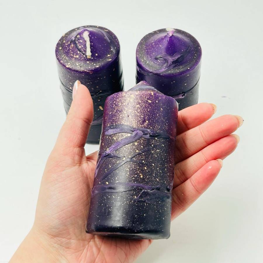 Deep Purple Speckled Pillar Candles