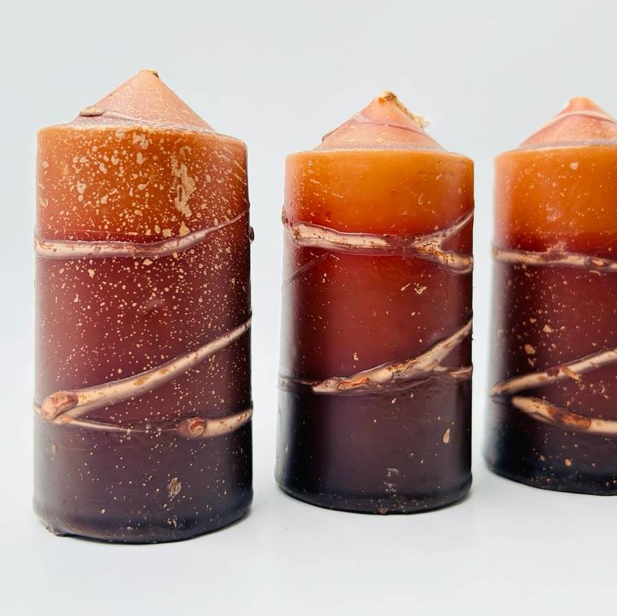 Brown Speckled Pillar Candles