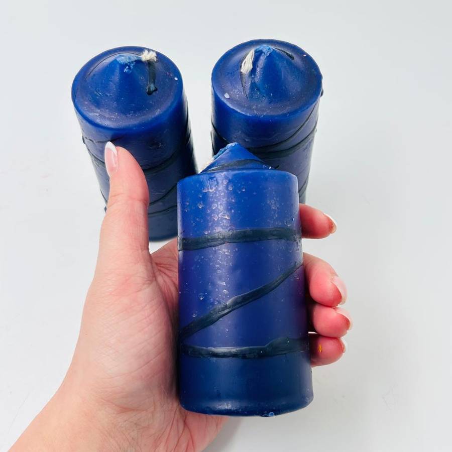Blue Speckled Pillar Candles