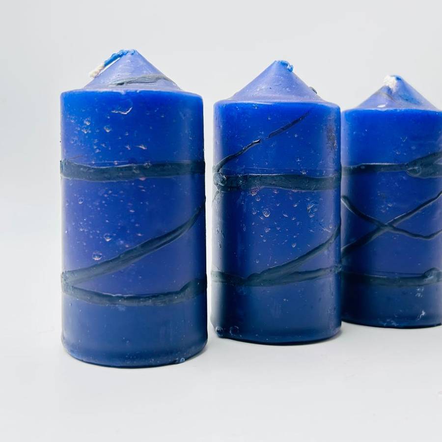 Blue Speckled Pillar Candles