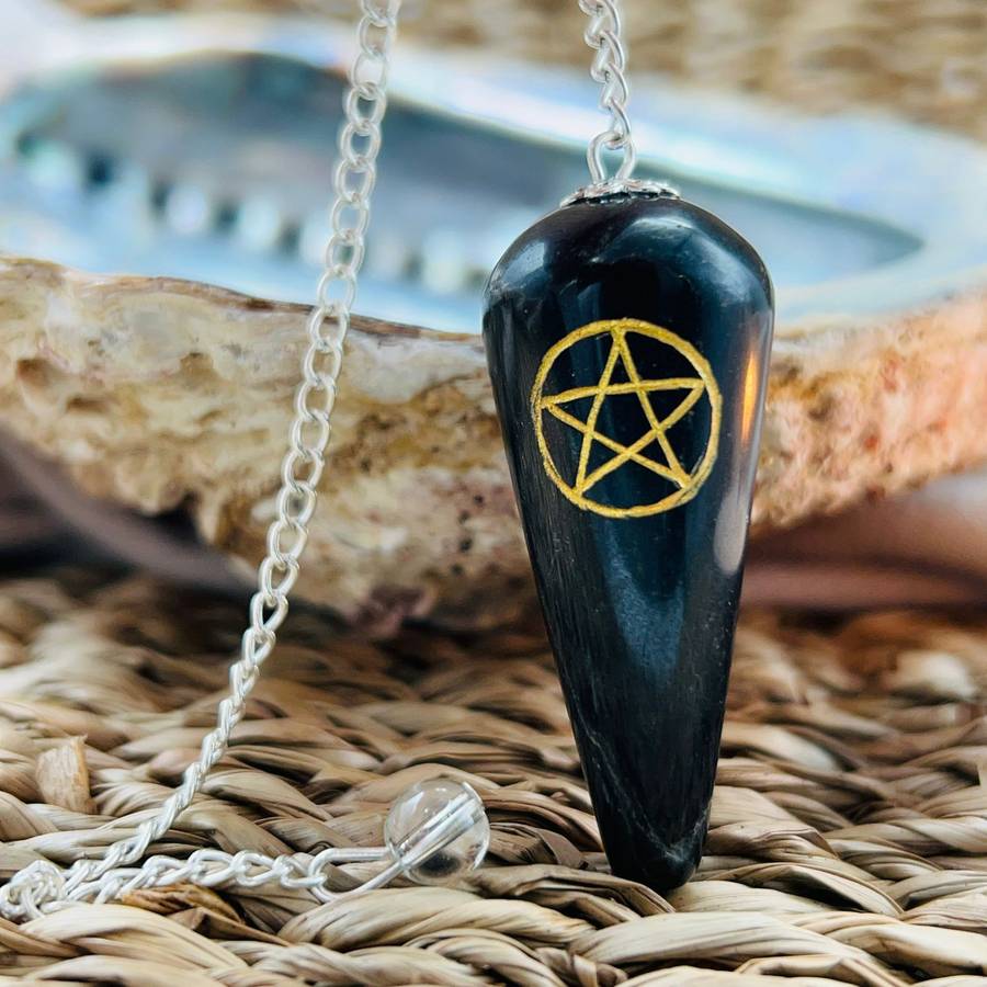 Black Agate Pentacle Pendulum