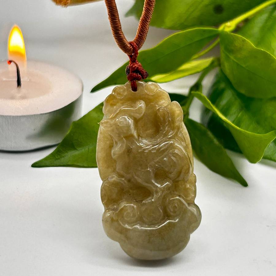 Yellow Jade Crystal Rooster Pendant