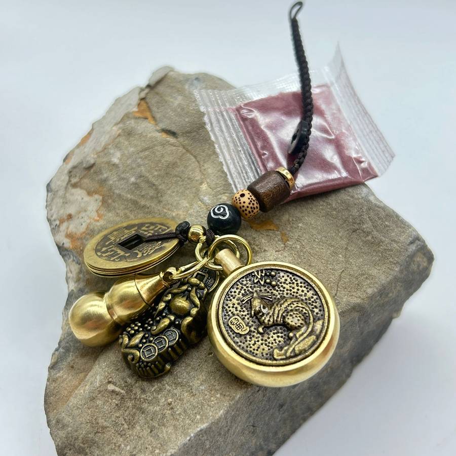 Lucky Spinning Coin Keyring -  Rat