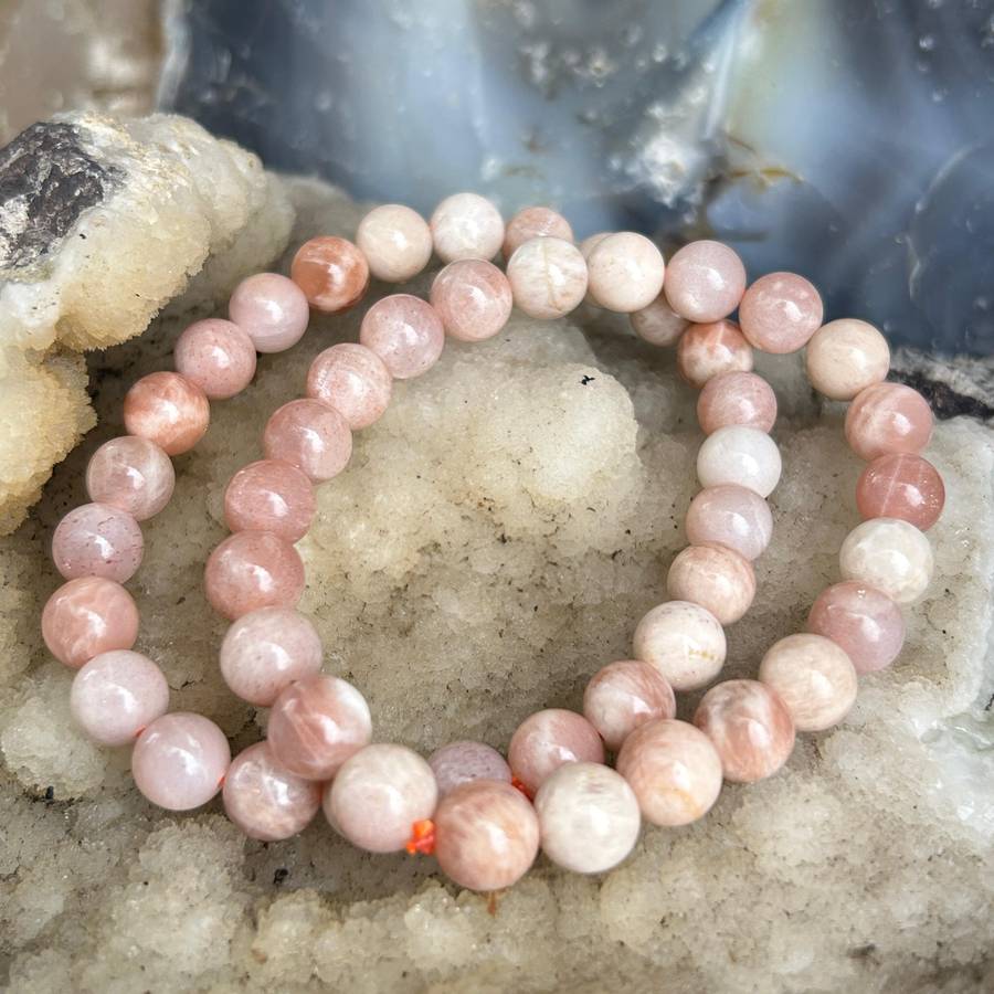 Peach Moonstone Crystal Bracelet - Inner Glow 8mm