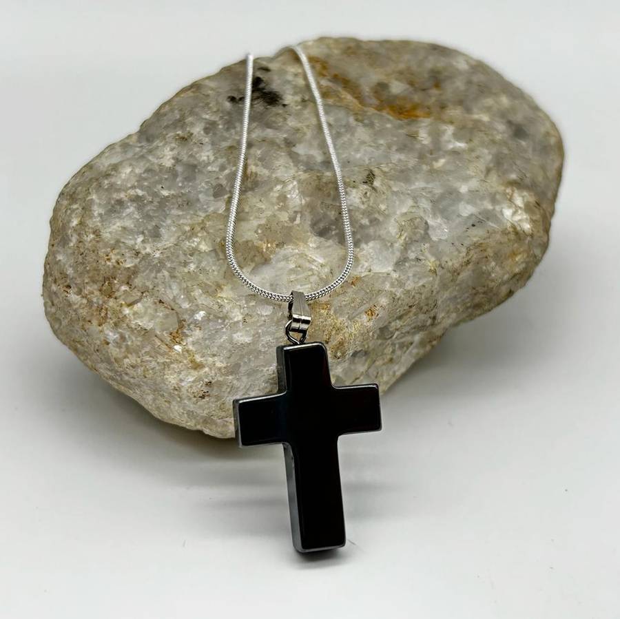 Hematite Cross Crystal Pendant