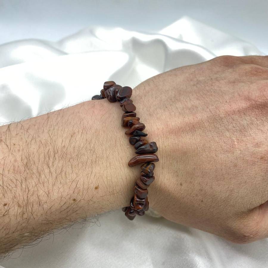 Red Tiger's Eye Chip Gemstone Bracelet