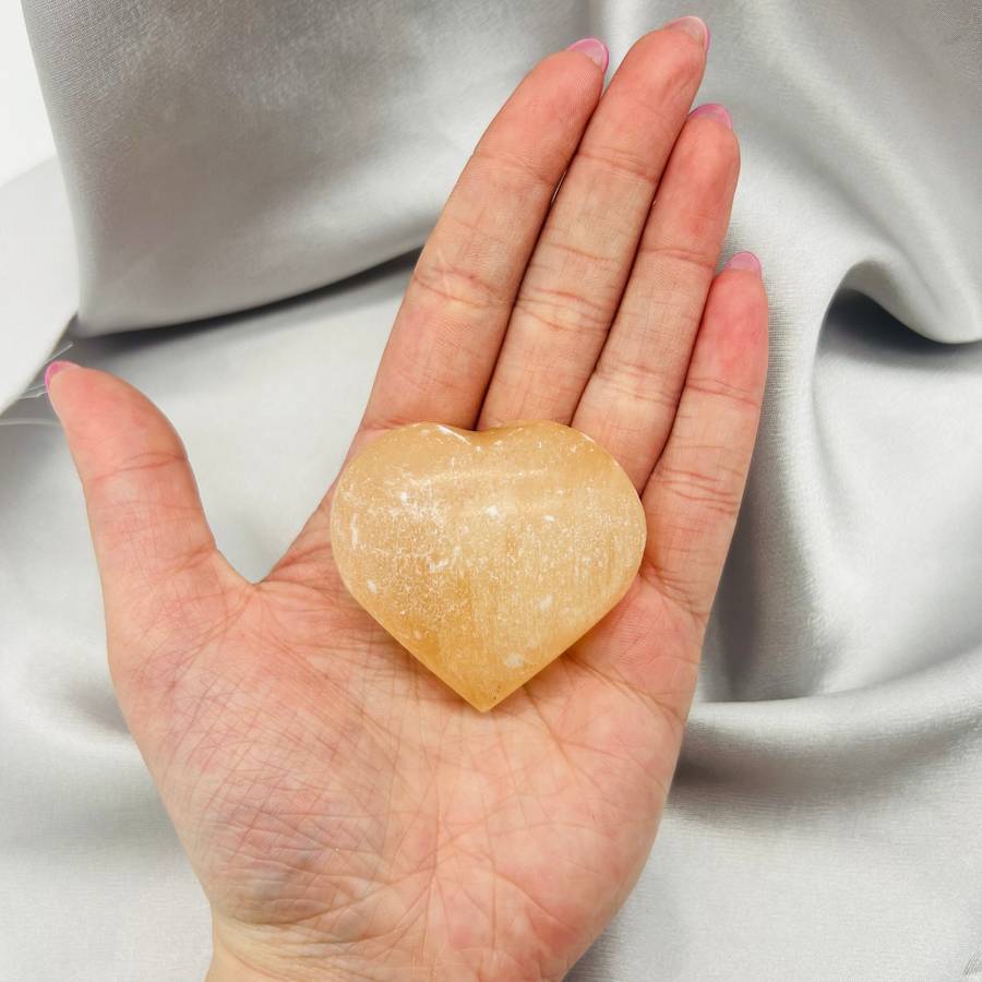 Orange Selenite Crystal Heart