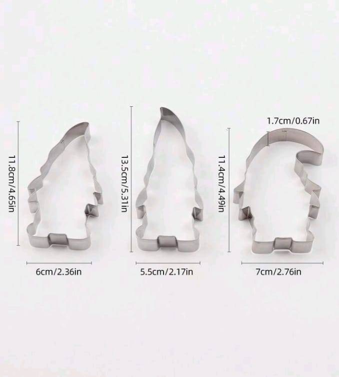 3pc Metal Cookie Cutter Christmas Santa Claus
