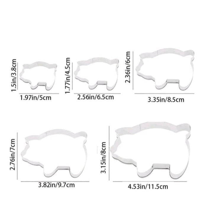 5pc Metal Cookie Cutter Pigs