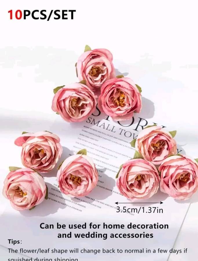 10pc Cake Topper Artificial Rose Pink
