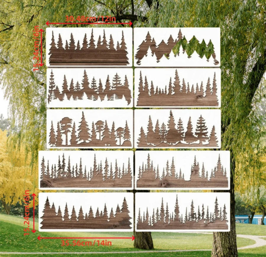 Cake Decorating Stencil Christmas Trees