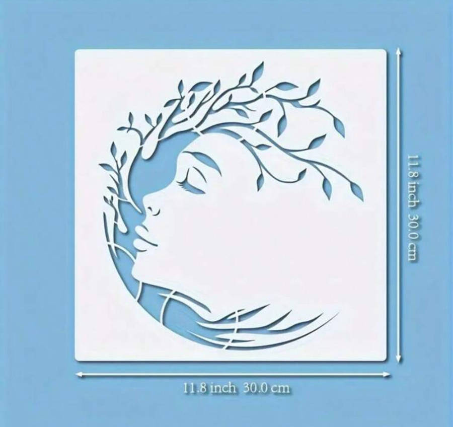 Cake Decorating Stencil Beauty Woman Face Tree
