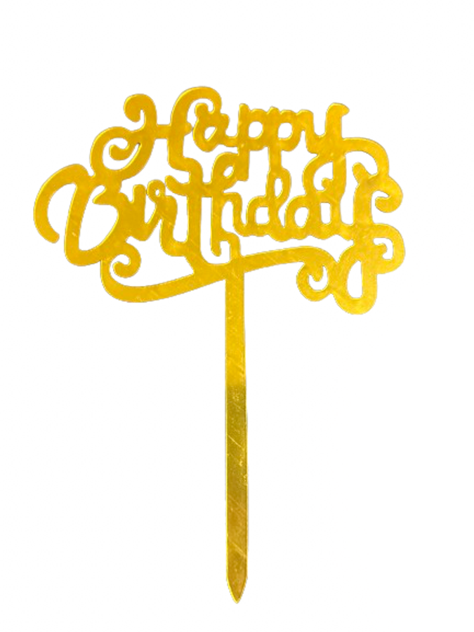 (20) Bundle Deal Acrylic Cake Topper Happy Birthday Gold x10