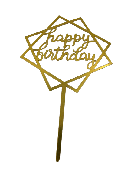 Nr96 Acrylic Cake Topper Happy Birthday Gold