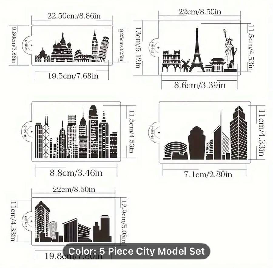 5 pc Stencil Eiffel tower