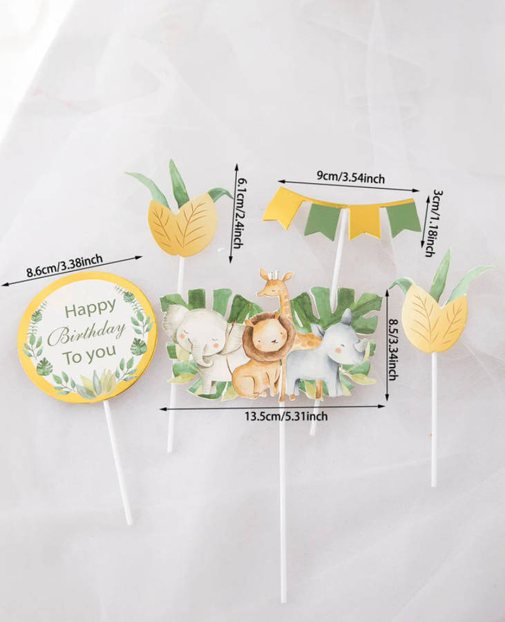 Cardboard Cake Topper Wild Animal Jungle