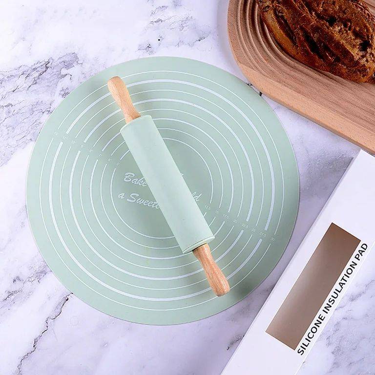 Round Fondant Mat With Measurement and Rolling Pin