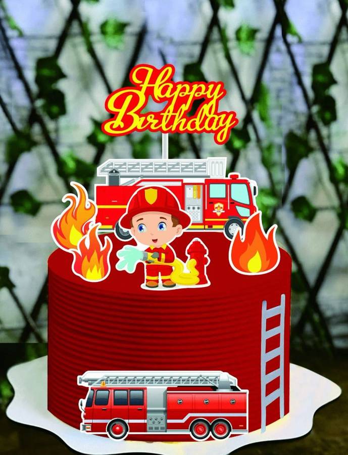 Cardboard Cake Topper Fireman