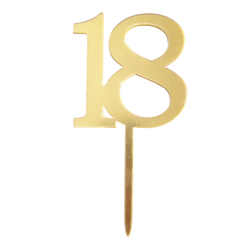 Nr70 Acrylic Cake Topper Number 18 Mirror Gold