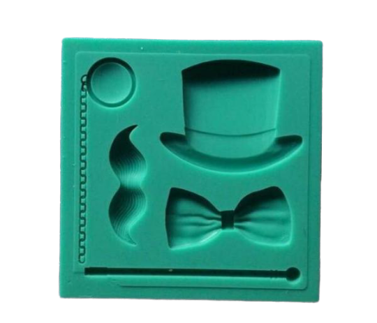 Top hat, moustache, bow tie silicone mould