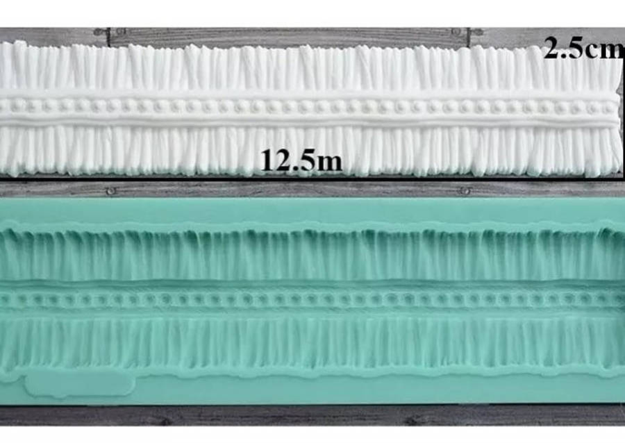 Silicone Mould Ribbon Frill Border, 12.5x2.5cm