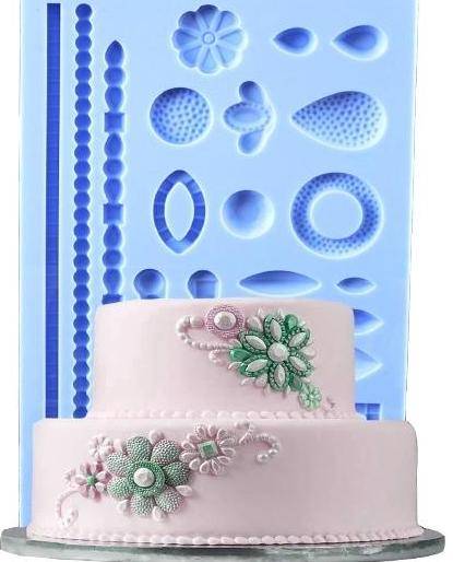 Gem brooch border silicone mould