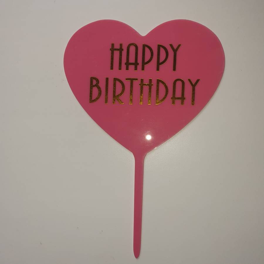 Nr153 Acrylic Cake Topper Happy Birthday Heart
