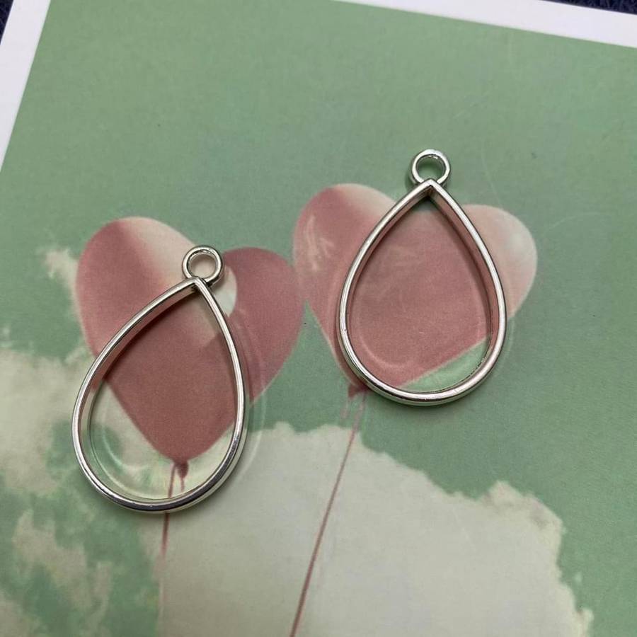 Resin pendant blank teardrop, 2.1x1.8cm (2 in a pack)