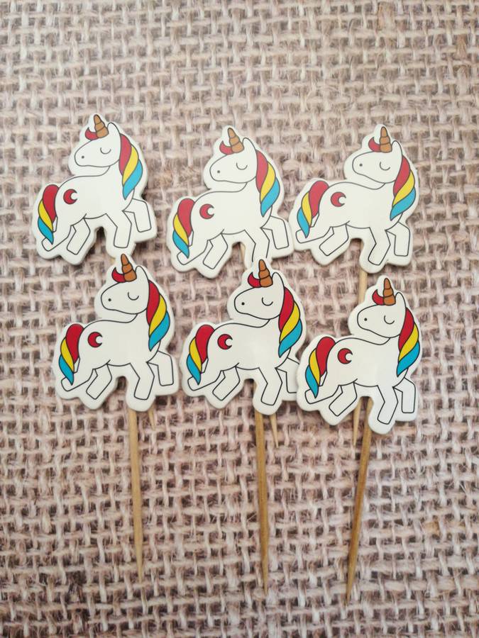 24 Unicorn Cupcake Toppers toothpicks