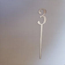 Silver Number 3 acrylic mirror cake topper, 7cm