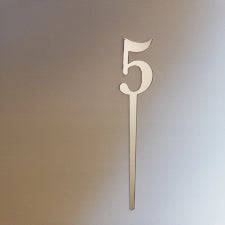 Silver Number 5 acrylic mirror cake topper, 7cm