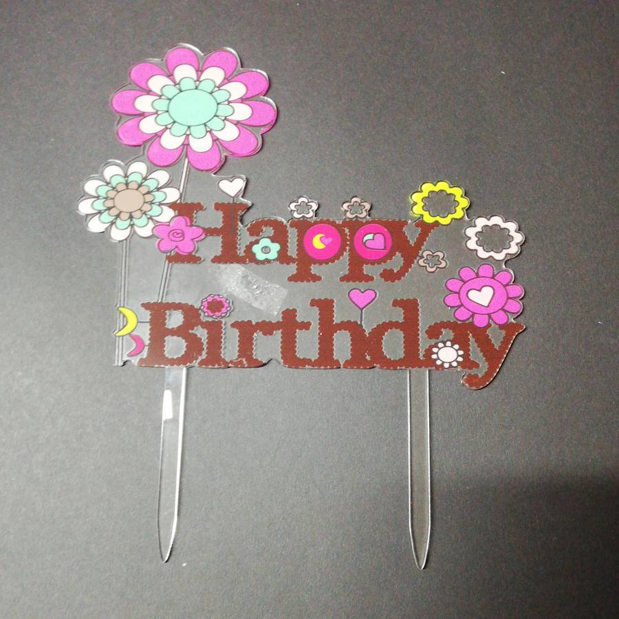 Nr33 Acrylic Cake Topper Happy Birthday Gold