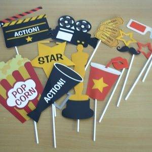 Movie film party Photo props on sticks, 12 piece