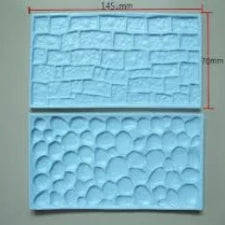 Fondant stone wall and Gobble Stone embosser, double pack