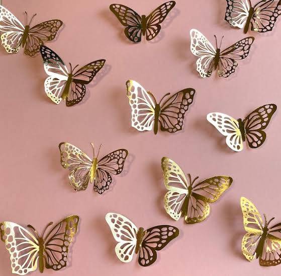 HD004 Wall Sticker Decorating  Butterfly Purple pink  12pc