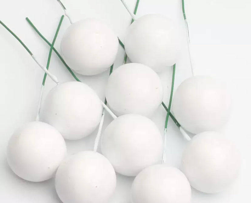 Cake Topper Polystyrene Faux Balls White 10pc 2.5cm