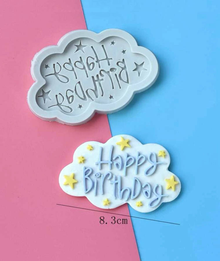 Silicone fondant Happy Birthday mould Plaque