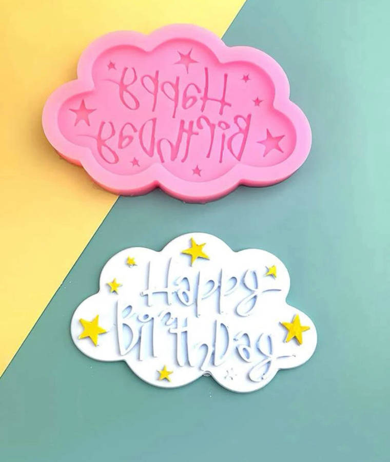 Silicone fondant Happy Birthday mould Plaque