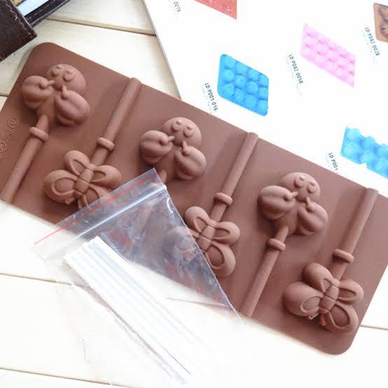 Lollipop silicone mould, without sticks, butterflies and bees  3.5cm