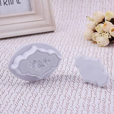 Fondant plaque rose frame patterned border plunger cutter, C
