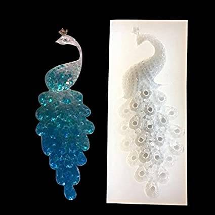 Peacock soft silicone mould for resin jewelry, 4.5x11.5cm