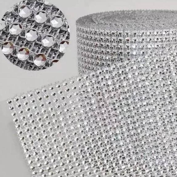 Silver Diamante roll for decor or cake decorating (decor items not included)