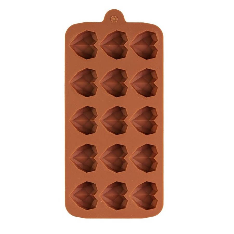 Silicone mould chocolate geometric, Heart, 15 cavity, 3x2.5cm