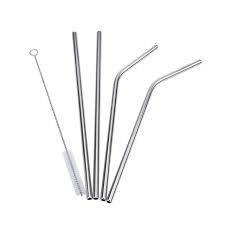 Metal straw, 4 per pack with cleaning brush
