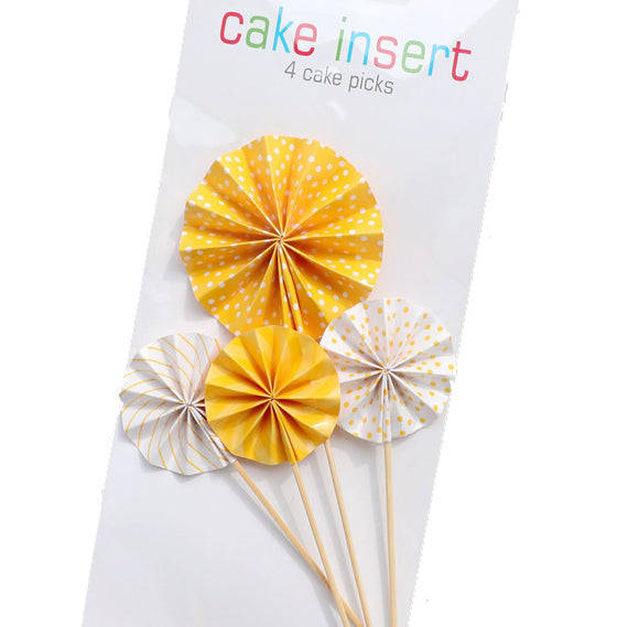 Paper fan cupcake topper stick