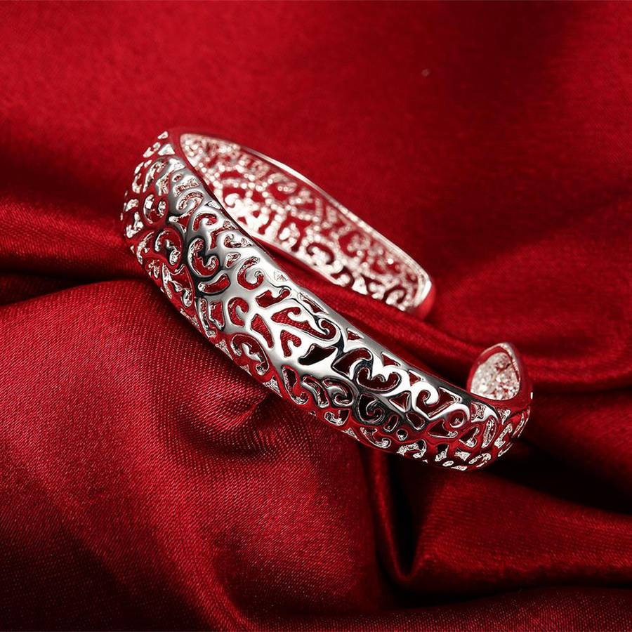 Lucky Silver - Silver Designer Open Cuff Filigree Bangle LOCAL STOCK - LSB144