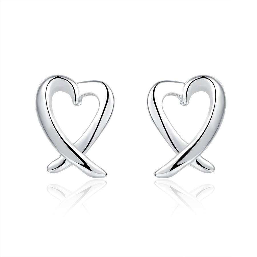 Lucky Silver - Silver Designer Cross Heart Stud Earrings - LOCAL STOCK - LSE055