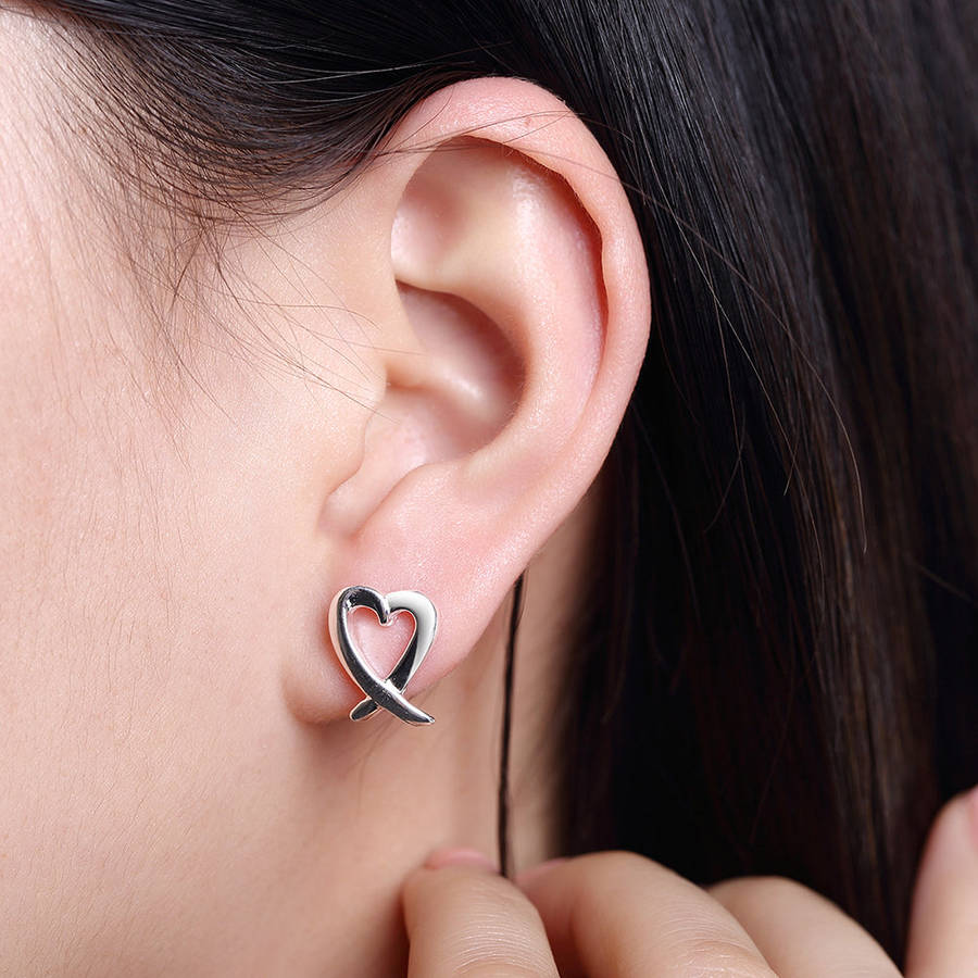Lucky Silver - Silver Designer Cross Heart Stud Earrings - LOCAL STOCK - LSE055